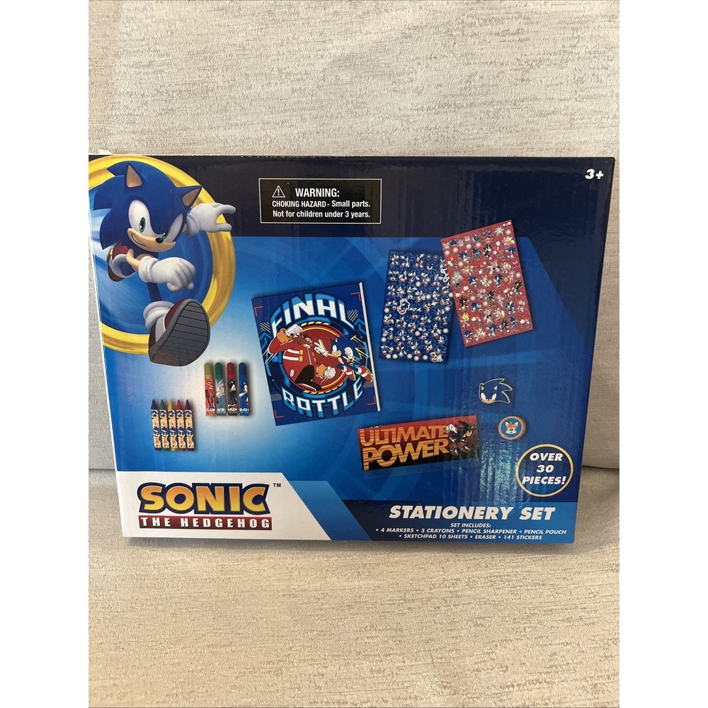 Sonic The Hedgehog 30 Pc Stationery Set Supplies Markers Stickers Eraser